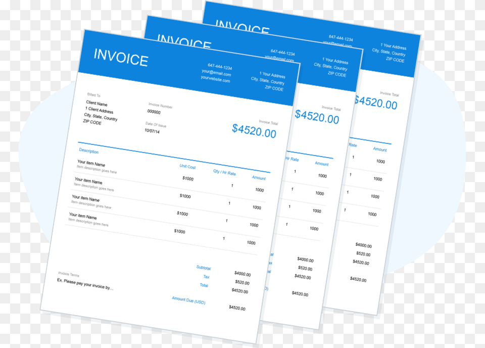 Multiple Blue Invoices Stacked Paper, Text, Page, Document, Invoice Png Image