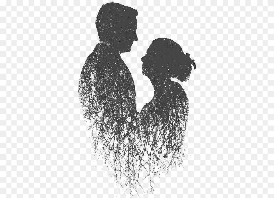 Multiple Exposure Couple Silhouette Couple Love, Adult, Male, Man, Person Free Png Download