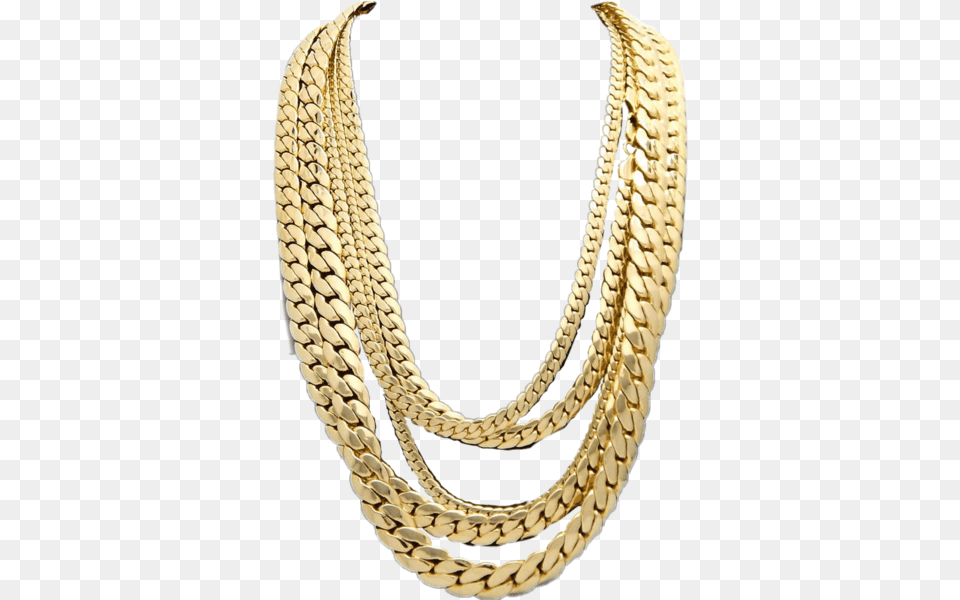 Multiple Gold Cuban Chain Set, Accessories, Jewelry, Necklace Png Image