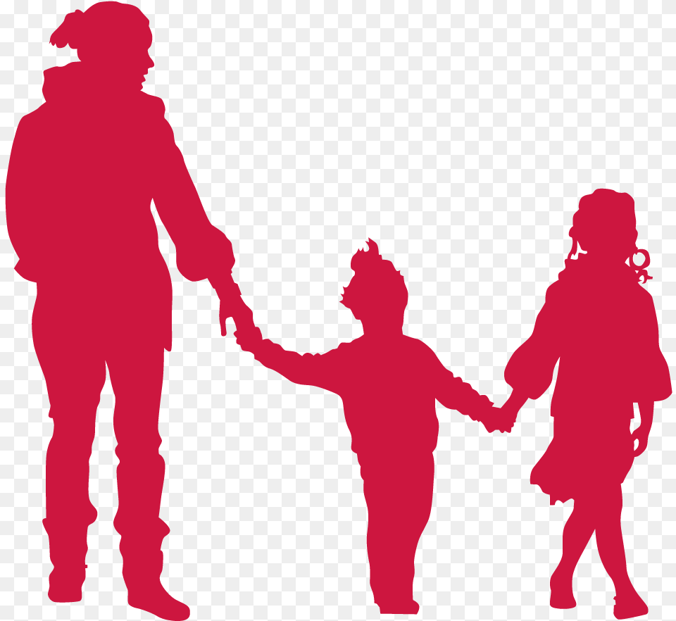 Mum With Two Kids Red People Silhouette Red Silhouette Red People, Body Part, Hand, Person, Baby Free Png Download
