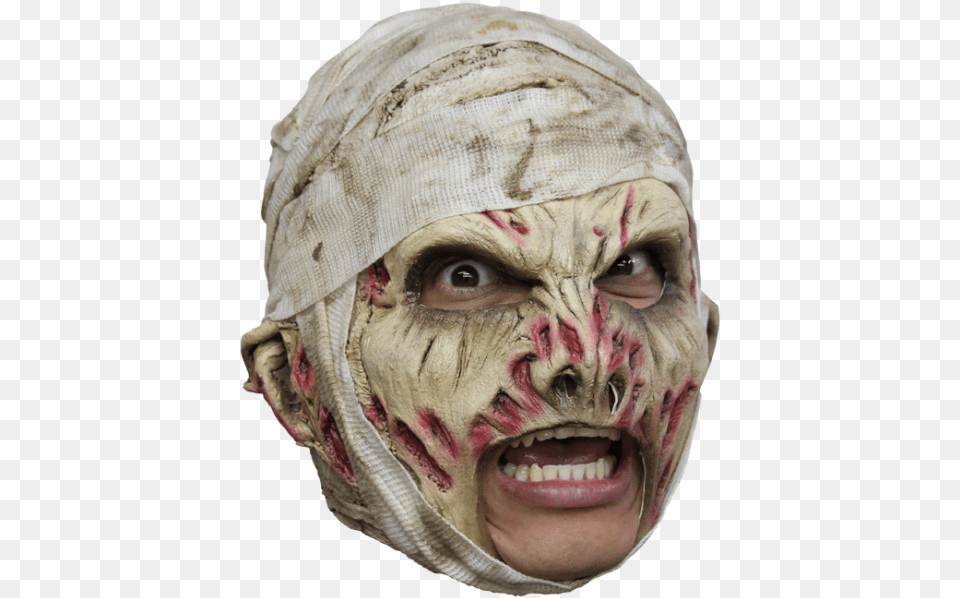 Mummy Mask Deluxe Open Mouth Mask Open Mouth Scary Mask, Face, Head, Person, Photography Free Png Download