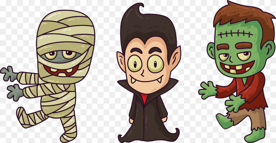 Mummy Vampire Frankenstein Halloween Personajes, Baby, Person, Face, Head Png Image