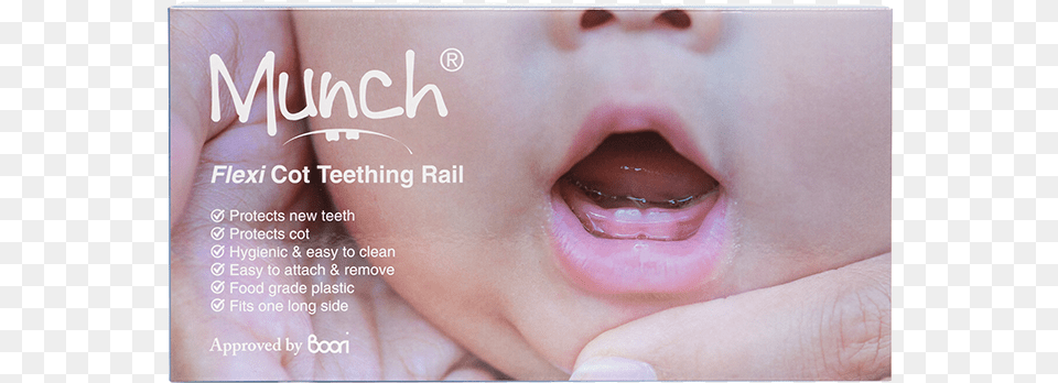 Munch Cot Teething Rail Flexi Clear Tongue, Baby, Body Part, Mouth, Person Png Image