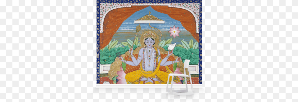 Murals Of Vishnu On A Lotus Petal Throne By Ashmolean Web Source, Art, Painting, Woman, Adult Free Transparent Png