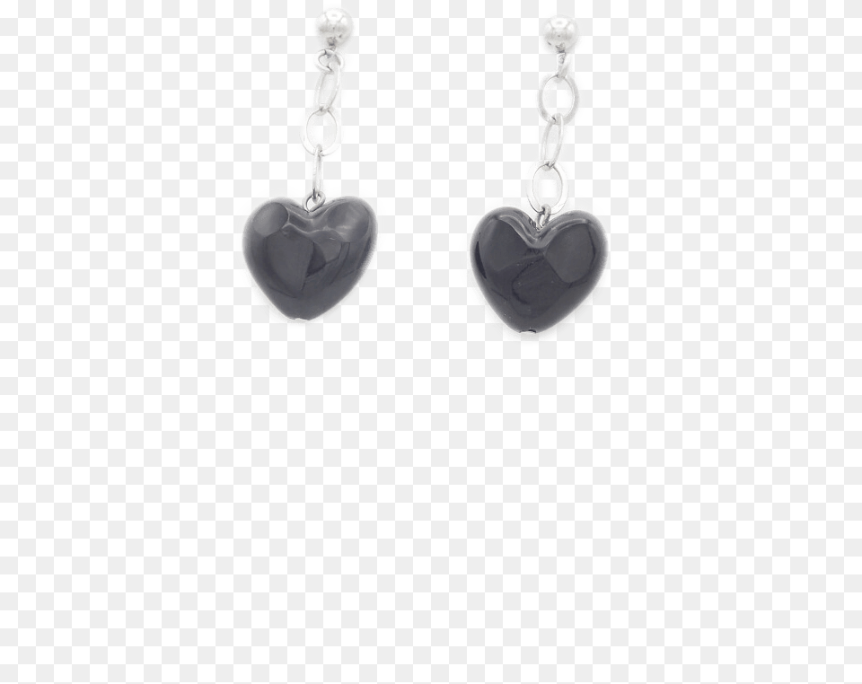 Murano Glass Heart Shaped Earrings In Black Earrings, Accessories, Earring, Jewelry, Gemstone Png Image