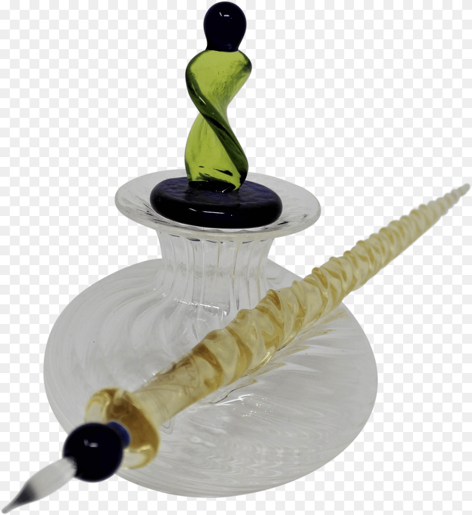 Murano Glass Pen And Inkwell Cold Weapon, Bottle, Ink Bottle, Smoke Pipe Png Image