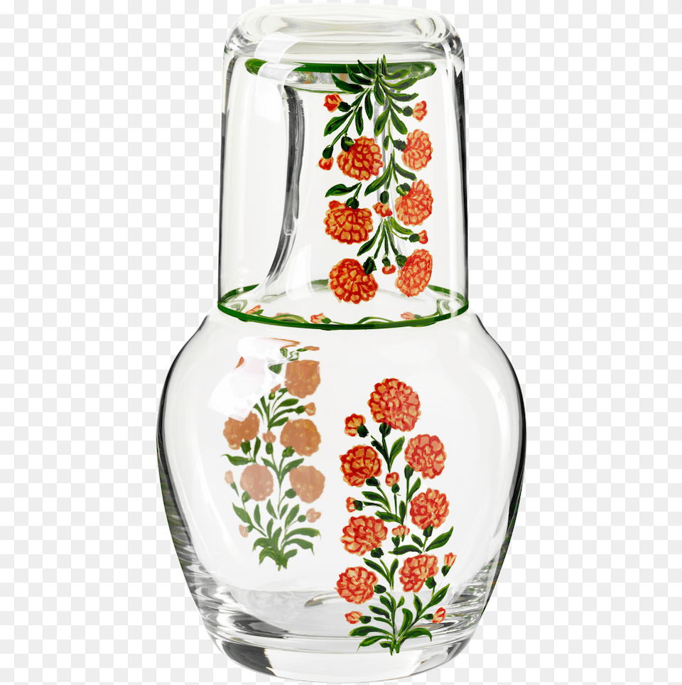 Murano Hand Painted Dalia Bedside Set Cut Flowers, Vase, Pottery, Jar, Jug Free Png