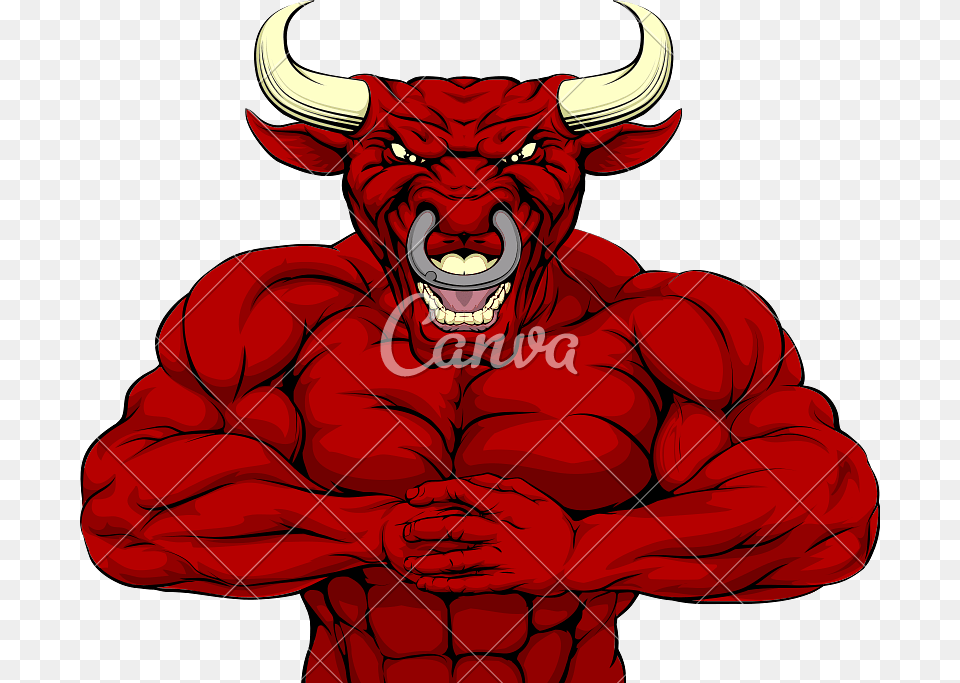 Muscle Bull Red Bull Mascot, Dynamite, Weapon, Animal, Mammal Free Transparent Png