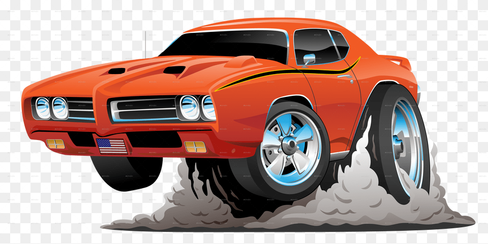Muscle Car For American Muscle Car Cartoon, Wheel, Vehicle, Coupe, Machine Free Png Download