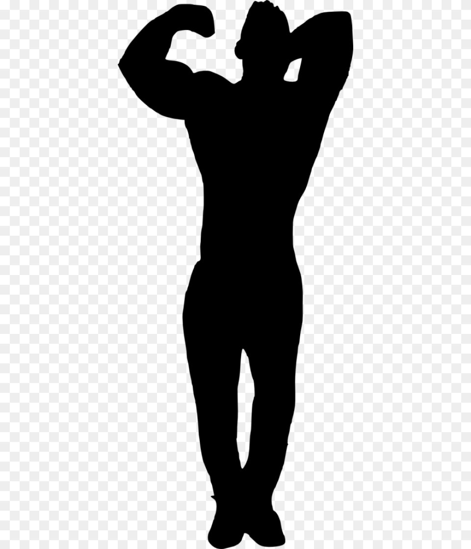 Muscle Man Bodybuilder Silhouette, Gray Free Transparent Png