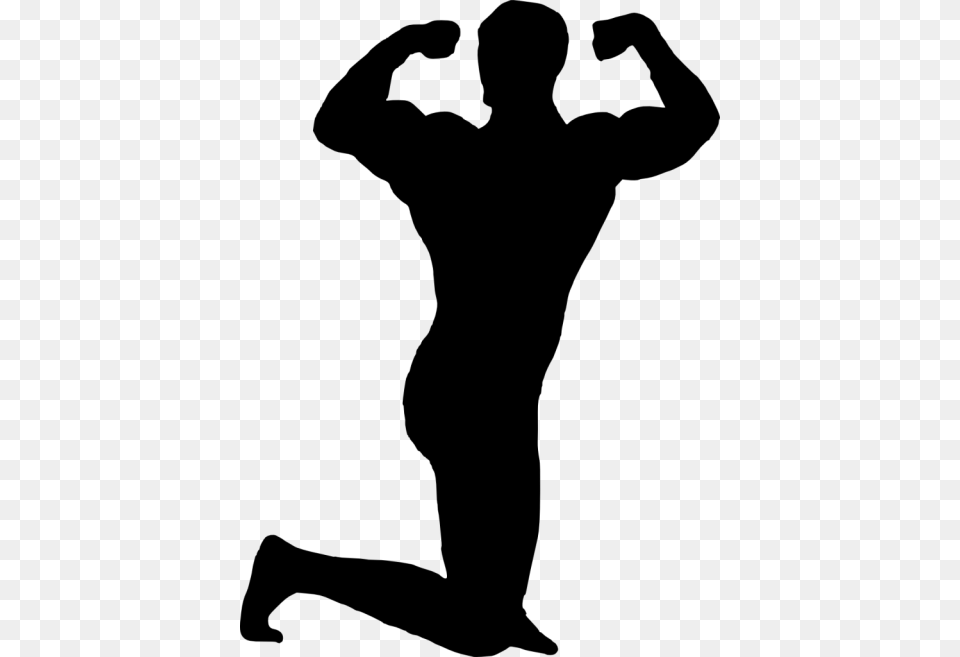 Muscle Man Bodybuilder Transparent Muscular Man Silhouette, Adult, Male, Person, Kneeling Png