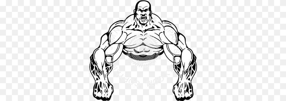 Muscle Man Line Art For Cartoon Muscle Man, Adult, Person, Male, Head Free Transparent Png