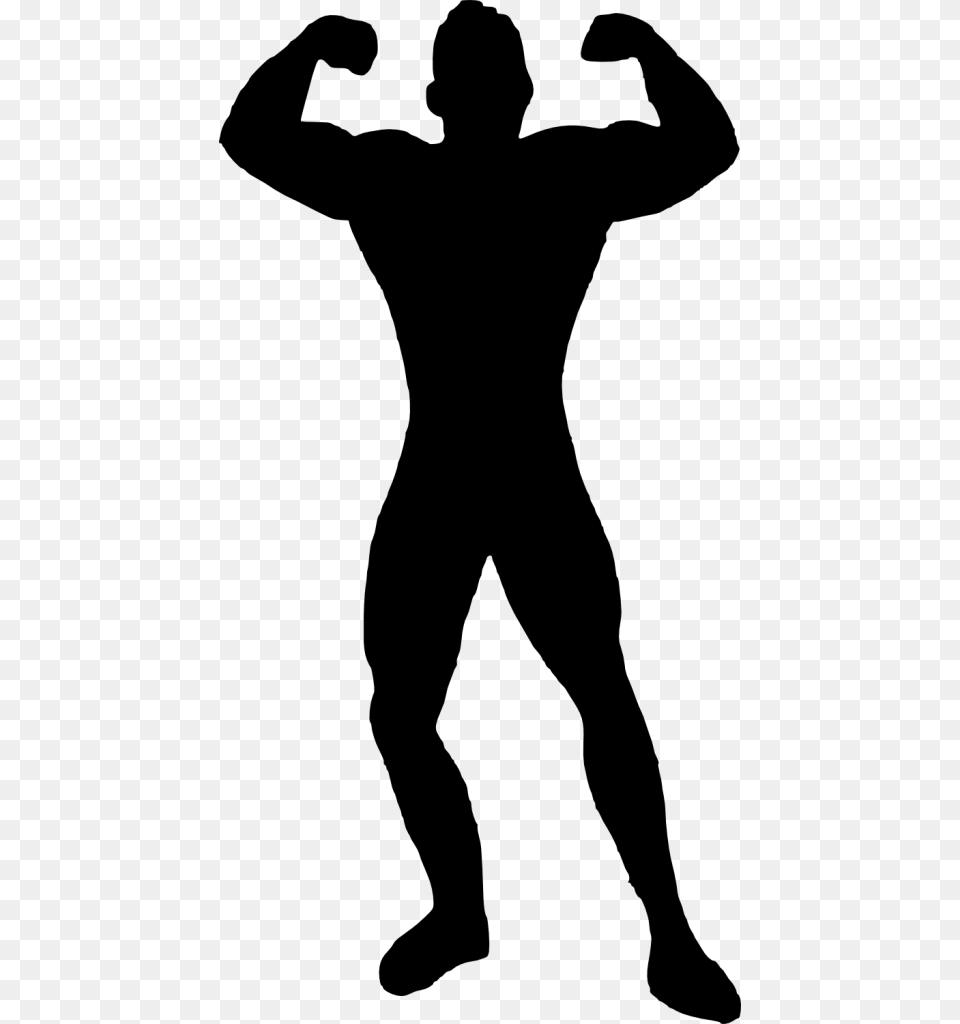 Muscle Man Silhouette, Gray Free Png Download