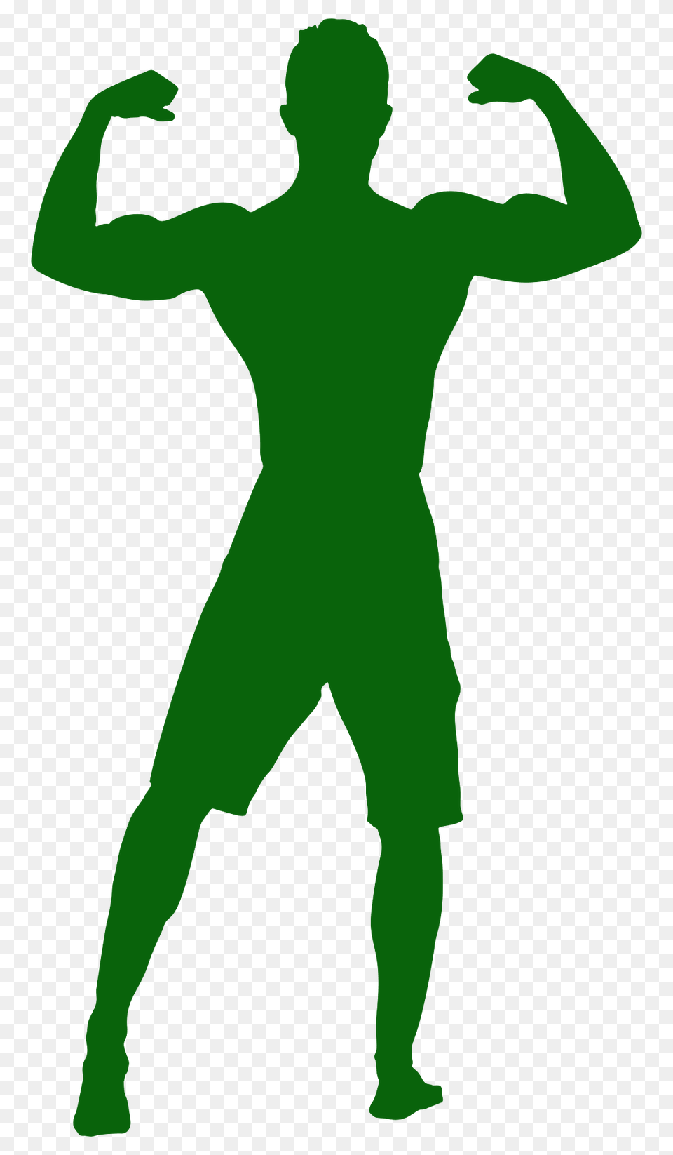 Muscle Man Silhouette, Green, Person, Head, Dancing Free Png Download
