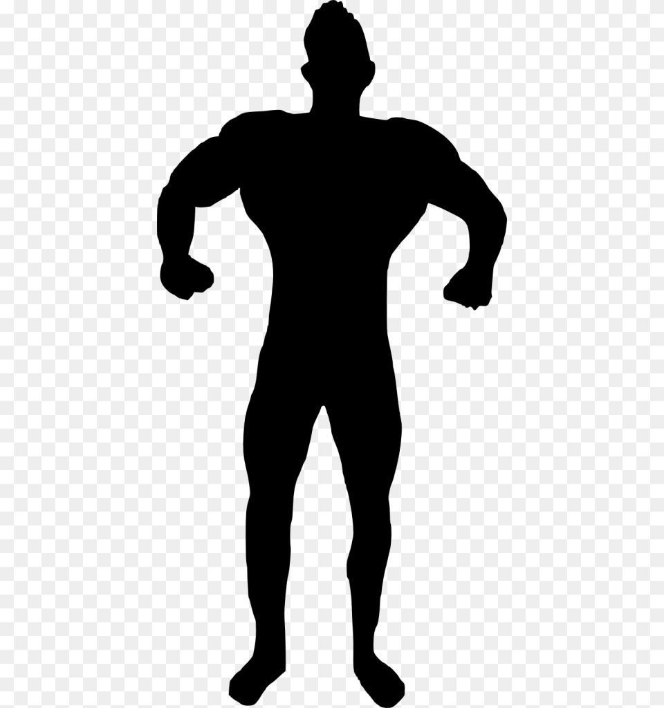 Muscle Man Silhouette Clip Art Bodybuilder Silhouette, Gray Free Transparent Png