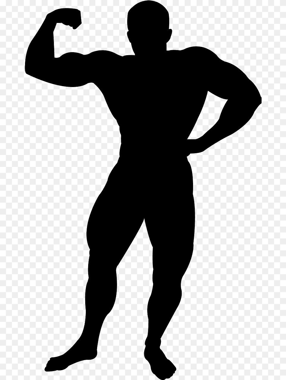 Muscle Man Silhouette Clipart, Gray Free Png