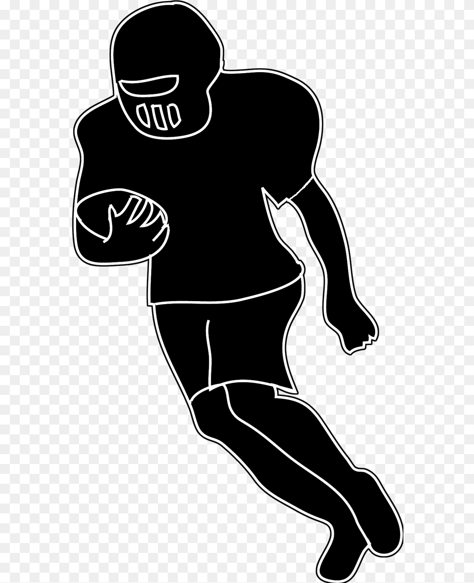 Muscles Clipart Football Player Playing Football No Background, Stencil, Silhouette, Person, American Football Free Png Download