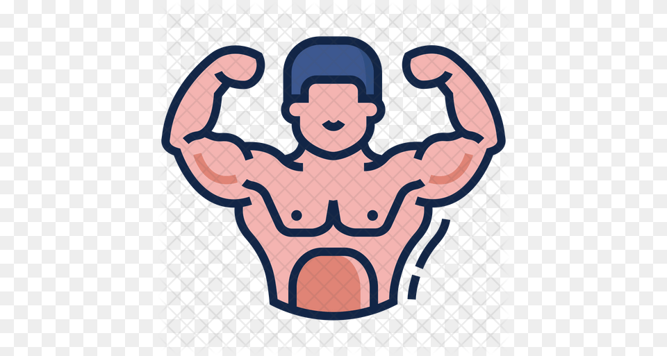 Muscular Icon Of Colored Outline Style Bodybuilder Icon, Clothing, Glove, Face, Head Free Png