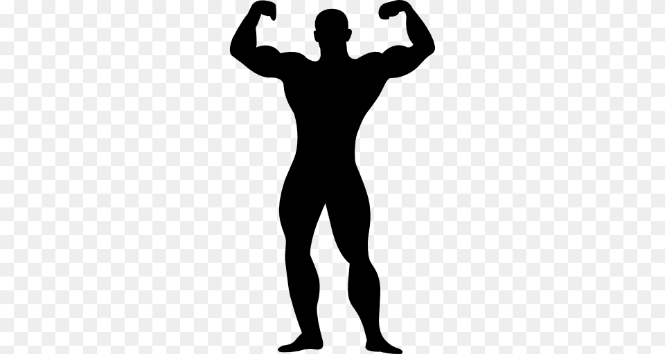 Muscular Man Flexing Silhouette, Adult, Male, Person, Clothing Free Png