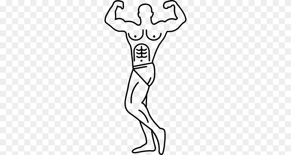 Muscular Man Showing His Muscles, Baby, Person, Art, Drawing Png Image
