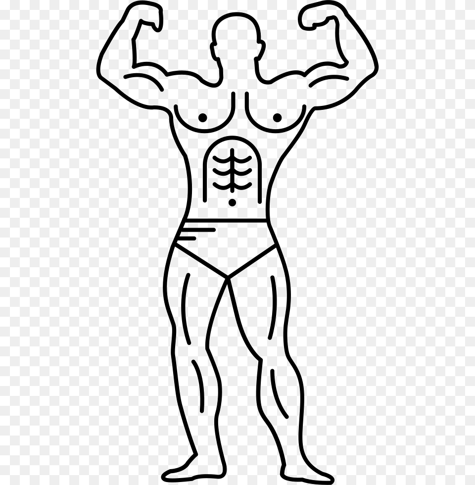 Muscular Outline Of A Bodybuilder Flexing Comments Muscle, Baby, Person Png