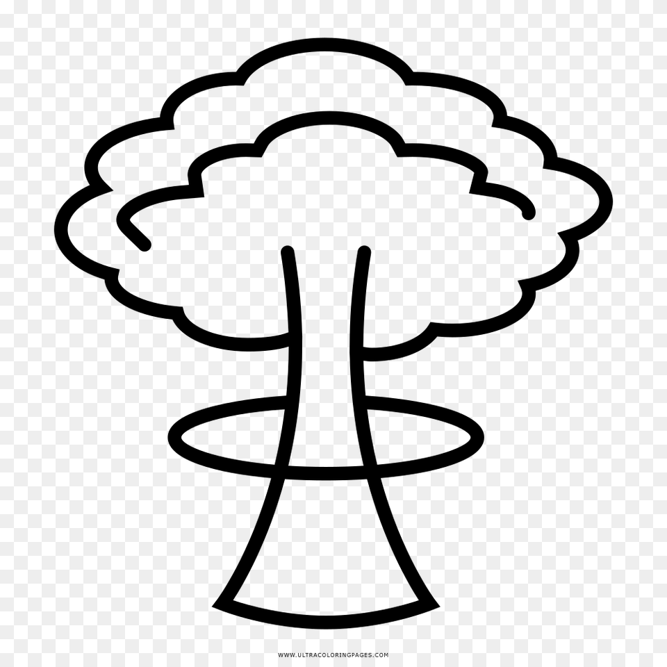 Mushroom Cloud Coloring, Gray Png Image