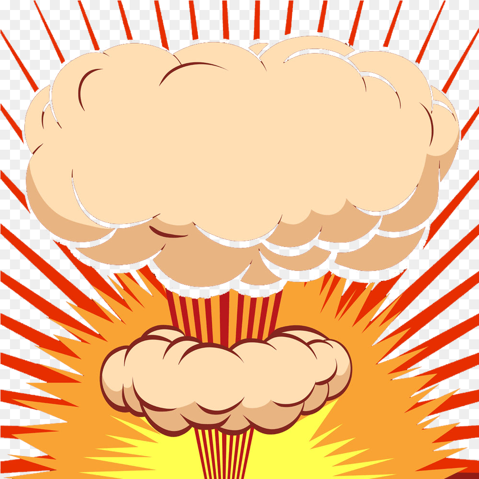 Mushroom Cloud Explosion Cartoon Comics Yellow And Red Mushroom Cloud Explosion Cartoon, Body Part, Hand, Person Png Image