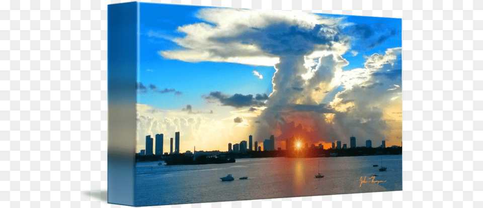 Mushroom Cloud Over Miami By John Thompson Skyline, Weather, Waterfront, Water, Sunrise Png