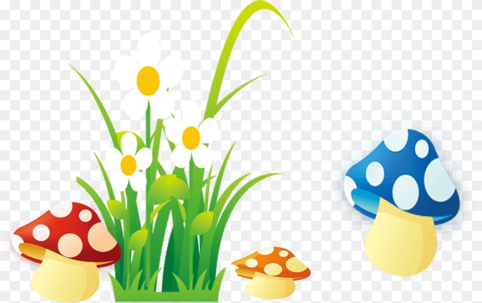 Mushroom Drawing Flower Cartoon Of Grass And Flowers, Daisy, Plant, Agaric, Fungus Png