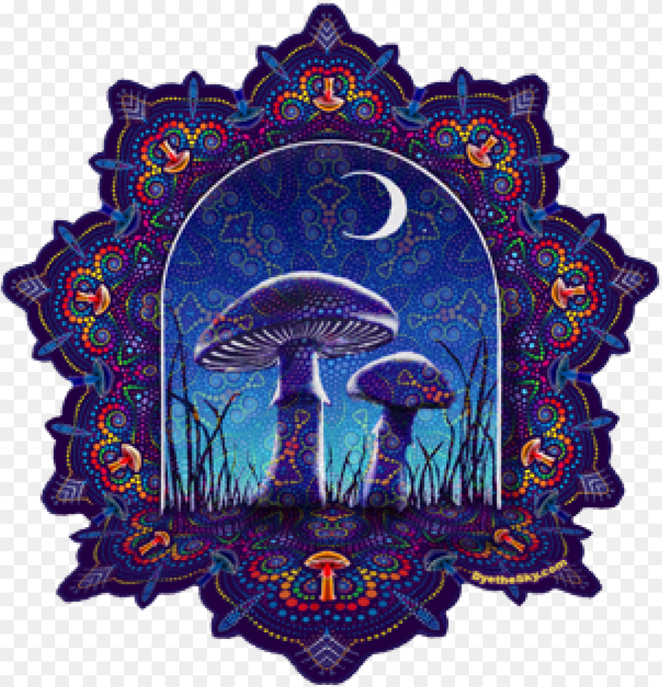 Mushroom Mandala, Pattern, Purple, Art, Accessories Png Image