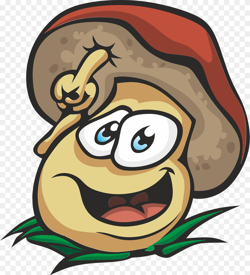 Mushroom With A Smiling Face Clipart, Cartoon, Ammunition, Grenade, Weapon Png