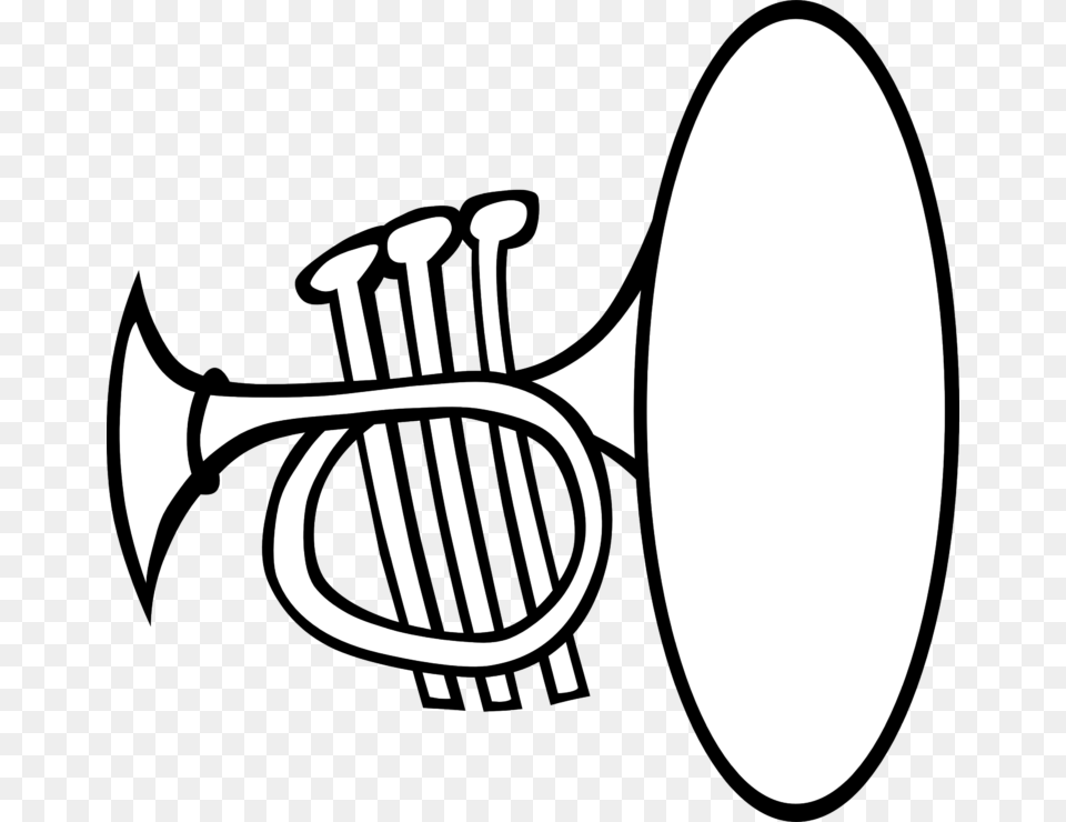 Music Black And White Listening To Music Clipart Black And White, Musical Instrument, Brass Section, Horn, Trumpet Free Png
