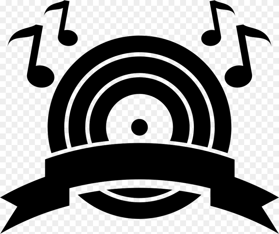 Music Boom Symbol Of A Musical Disc With Musical Notes Boom Music, Stencil, Animal, Fish, Sea Life Free Png