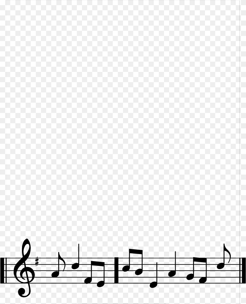 Music Border Music Note Border Landscape Clipart 3 4 Bar Rhythm, Gray Free Png Download