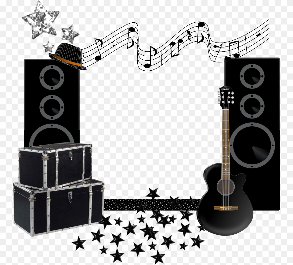 Music Border Musical Frame Border, Guitar, Musical Instrument, Box, Bass Guitar Free Png