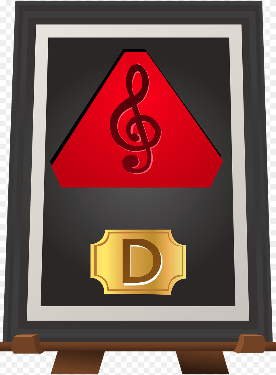 Music D Red Trophy Clipart, Symbol, Sign, Blackboard, Road Sign Free Png