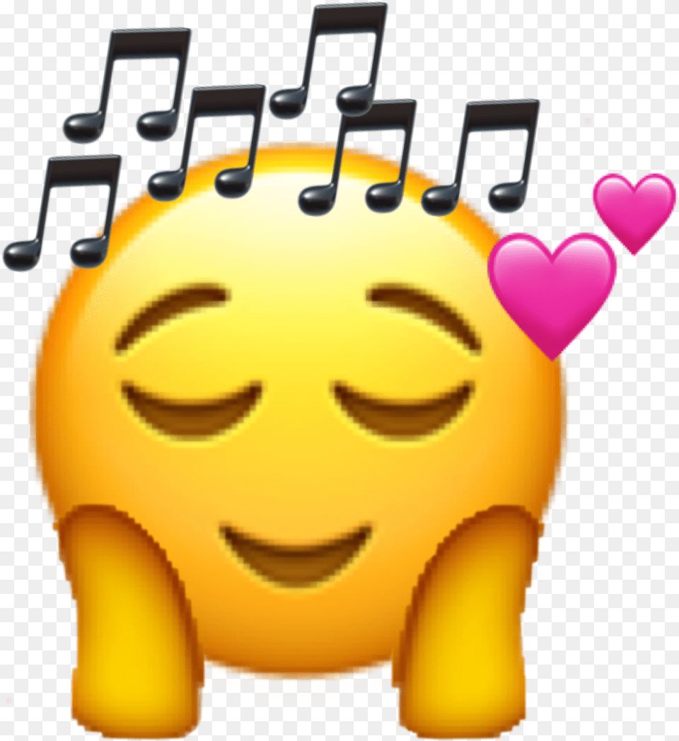 Music Emoji Listen Bored Cute Heart Random Aesthetic Cartoon, Piggy Bank, Baby, Person Png Image