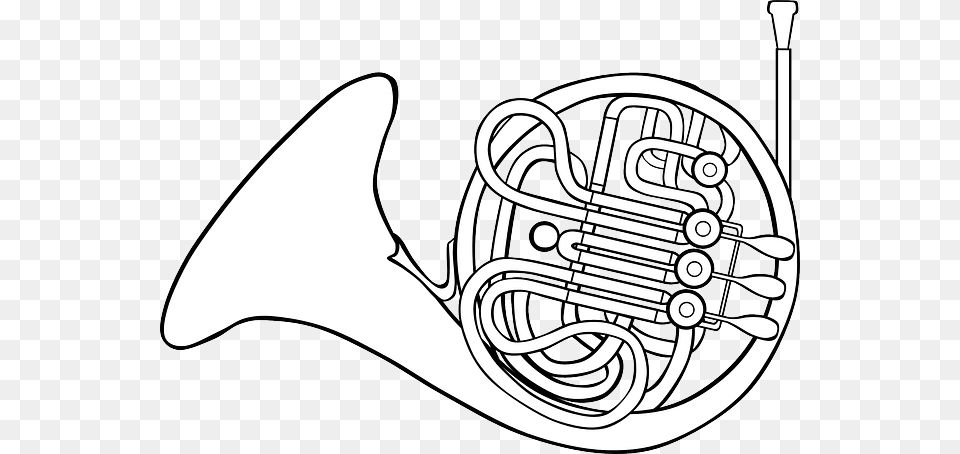 Music French Outline Horn Instrument Blow Horns French Horn Clipart, Brass Section, Musical Instrument, French Horn, Plant Png