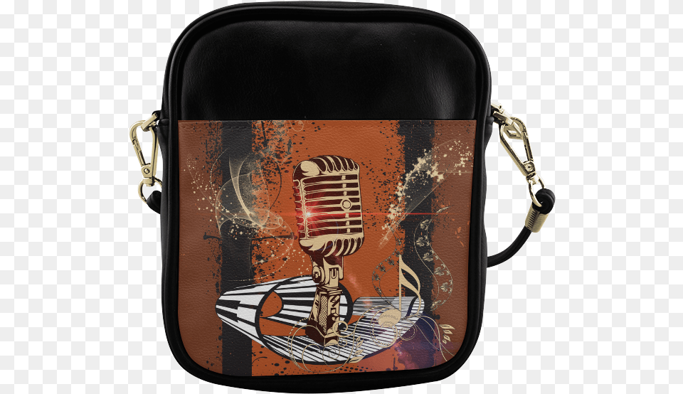 Music Golden Microphone And Piano Sling Bag Shoulder Bag Lgbt, Accessories, Electrical Device, Handbag, Purse Free Png