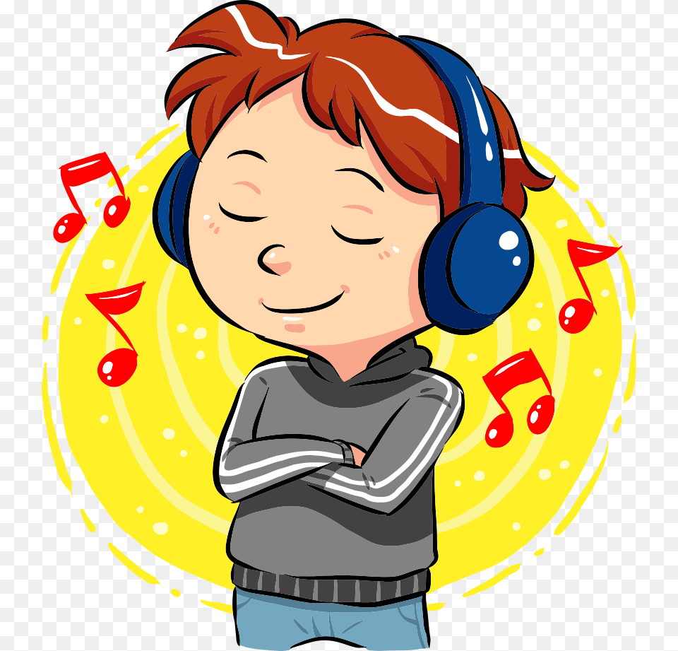 Music Listening Clip Art Listen To Music Clipart, Baby, Person, Face, Head Png