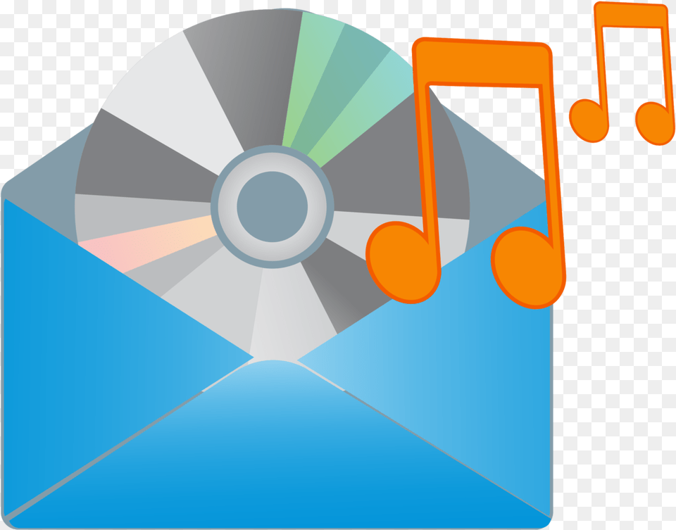 Music Mail Icon With Optical Disc, Disk, Dvd Png Image