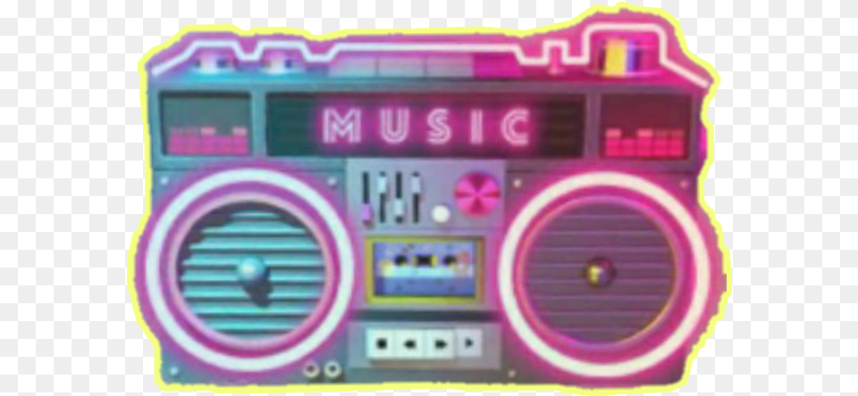 Music Musicbox Boombox Neon Retro Vintage Throwback 90s Boom Box, Electronics, Scoreboard Free Transparent Png