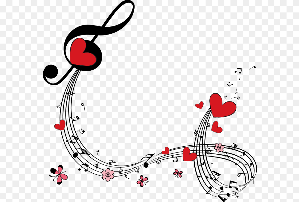 Music Musicnotes Hearts Red Music Notes With Hearts, Flower, Petal, Plant, Heart Free Png