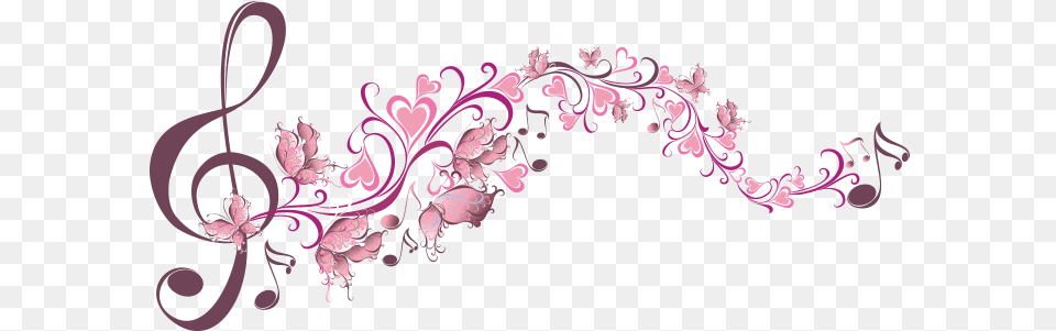 Music Musicnotes Notes Pink Music Notes With Flowers, Art, Floral Design, Graphics, Pattern Free Transparent Png