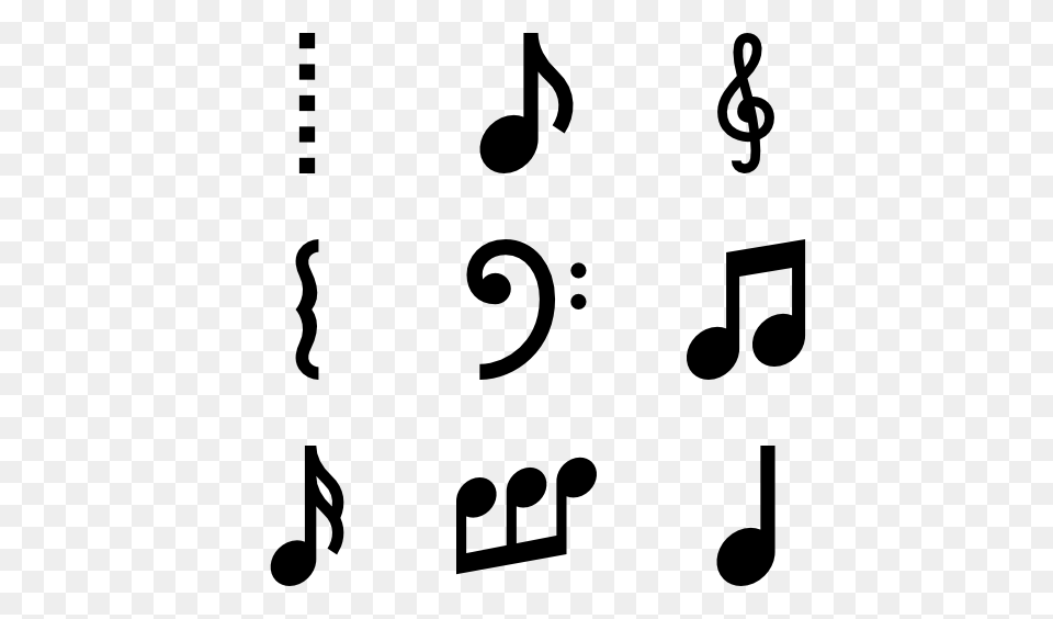 Music Note Icons, Gray Png Image