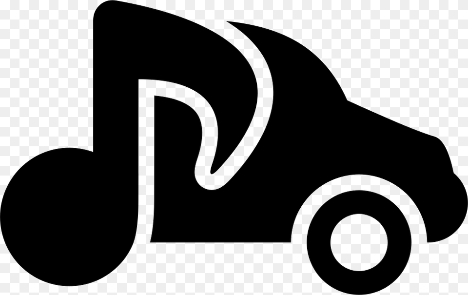 Music Note Over A Half Black Car Cars Music Logo, Stencil, Text Png Image