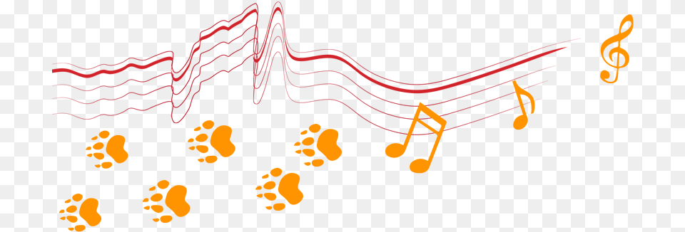 Music Notes And Tiger Paws, Animal, Dinosaur, Reptile Png Image