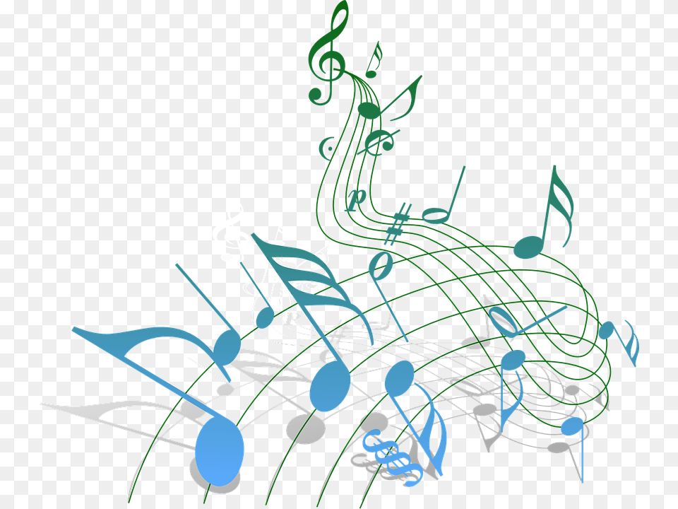 Music Notes Clef Blue And Green Music Notes, Art, Graphics, Network, Chandelier Free Png