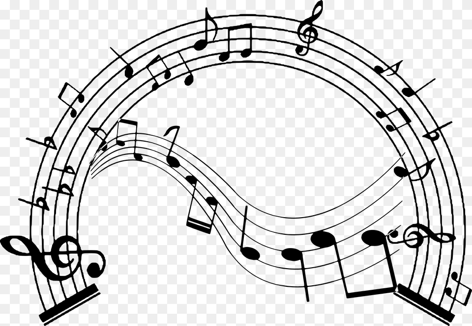 Music Notes Half Circle, Gray Free Png