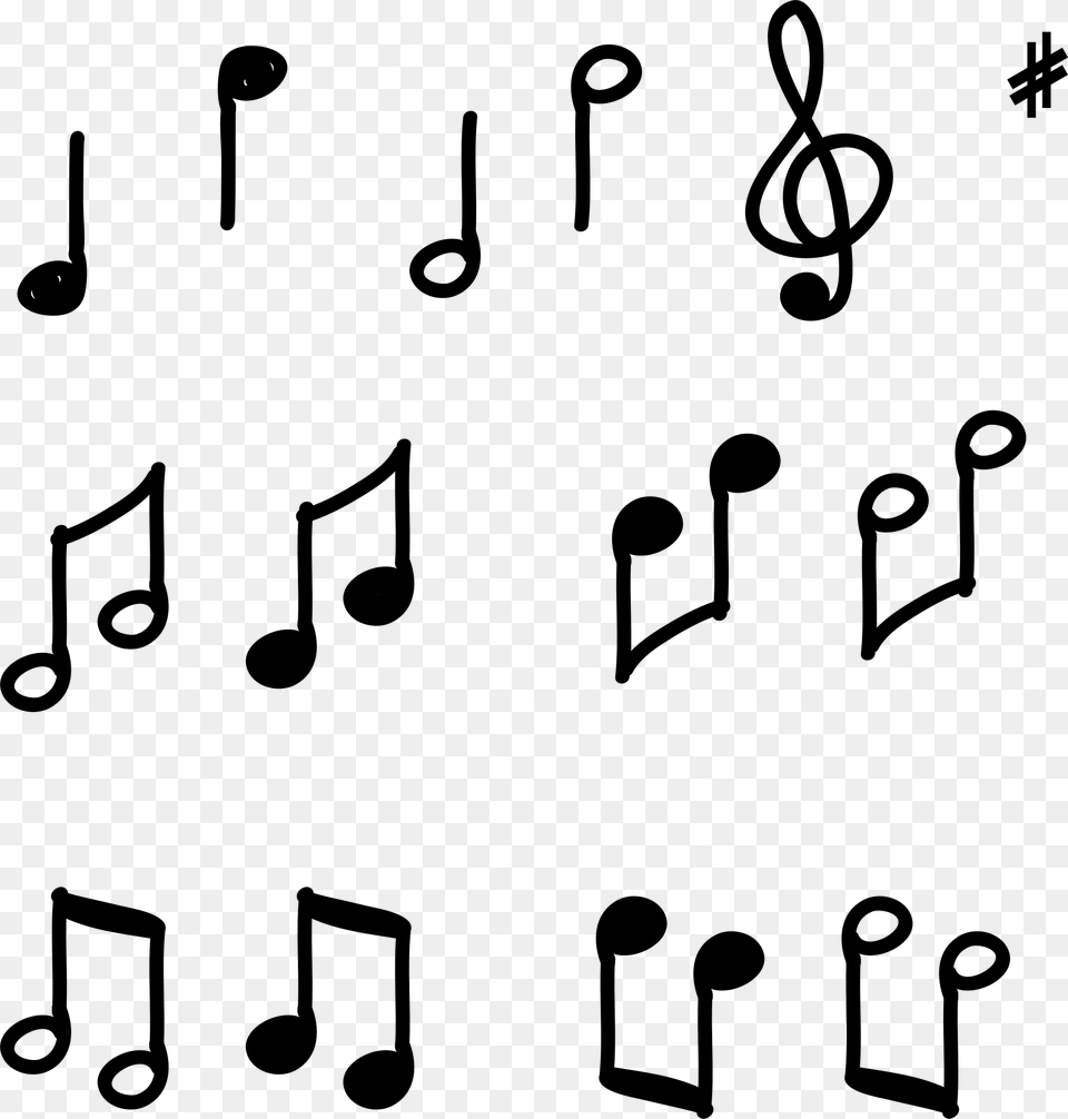 Music Notes Icons, Gray Png